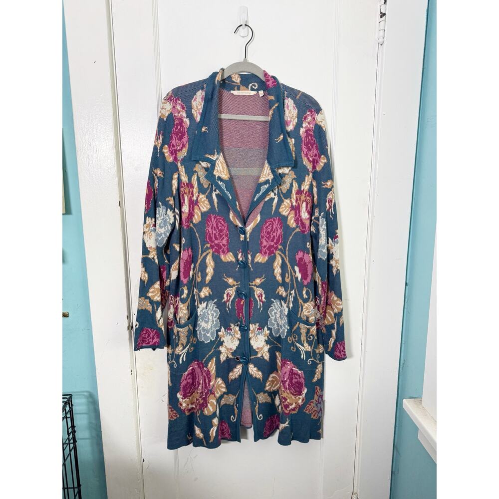 Soft Surroundings Fairy Glen Floral Tapestry Longline Cardigan Coat Buttons XL